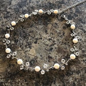 Silver and Pearl with Rhinestone Elegant Necklace